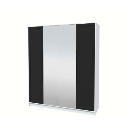 Шкаф распашной Тренд КТ-Ш4 (з) (Белый платинум ЛДСП/ Черный ЛМДФ) Ш1800 В2128 Г547